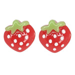 Strawberry Earrings (Studs) - red, white, and green