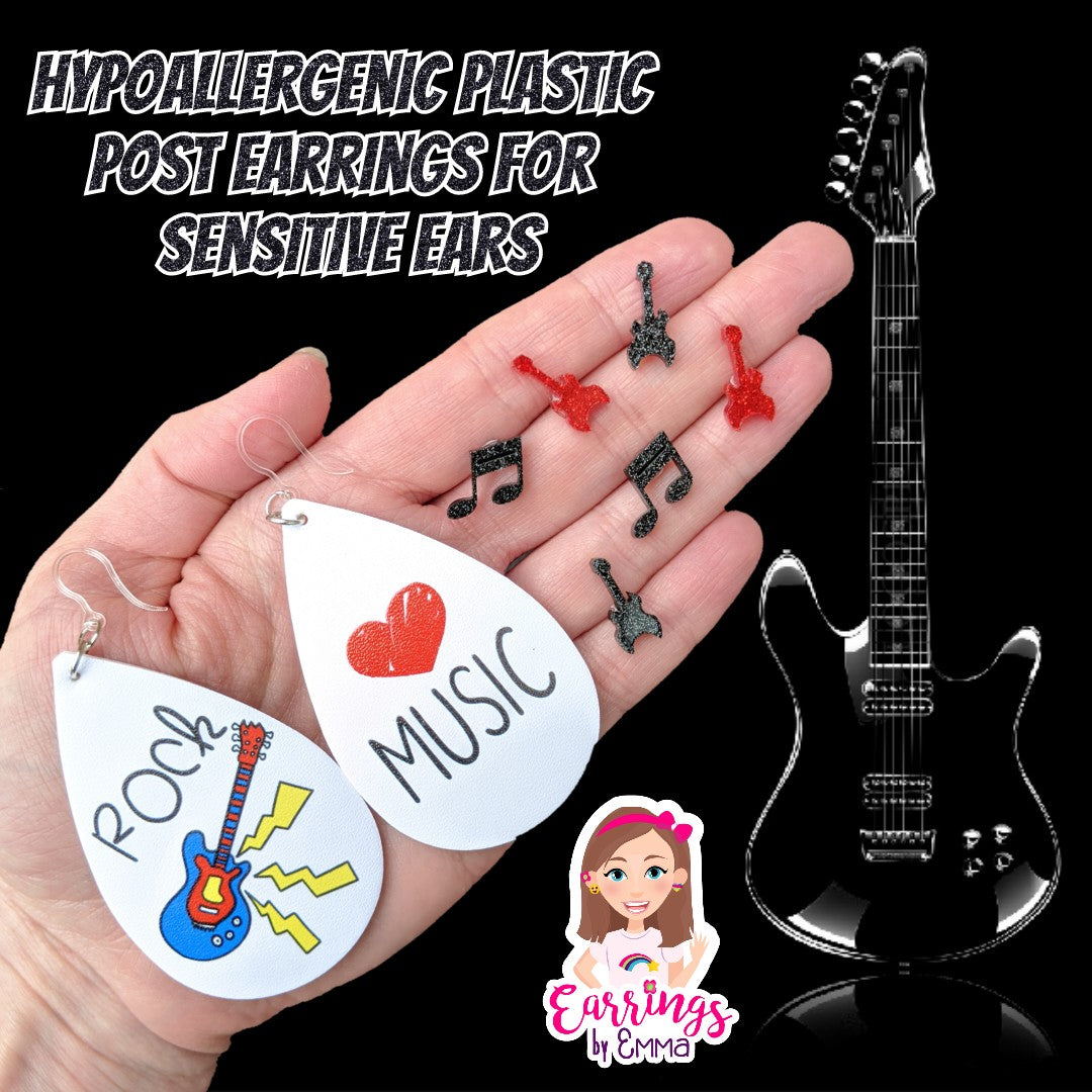 Rock Music Earrings (Teardrop Dangles) - size comparison hand