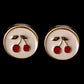 Gold Rimmed Cherry Earrings (Studs) - white