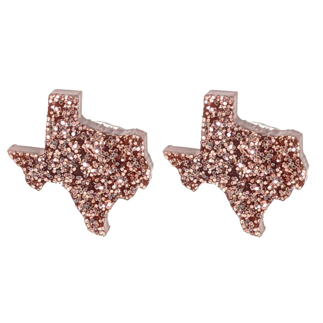 Glitter Texas Earrings (Studs) - rose gold