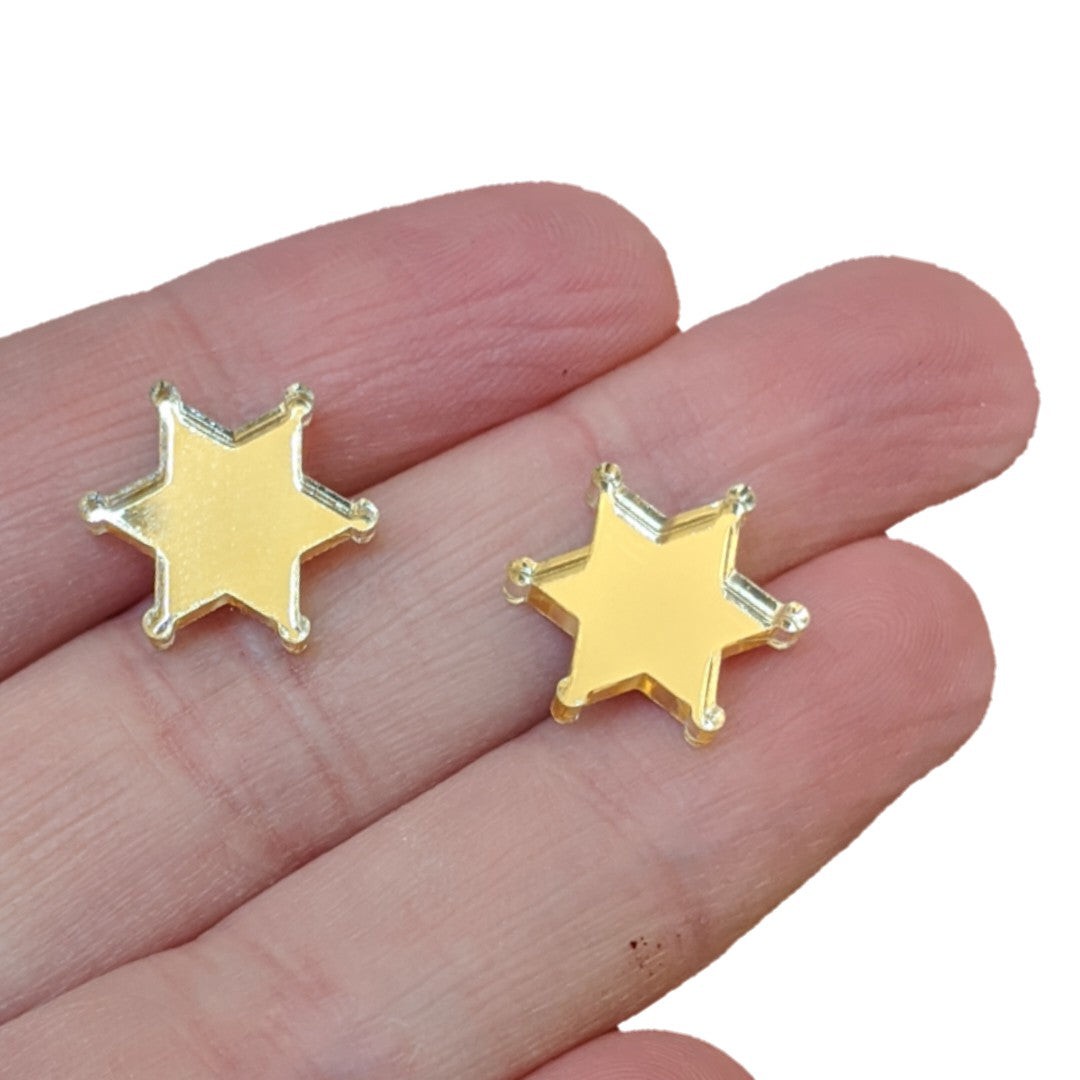 Sheriff Badge Earrings (Studs) - gold