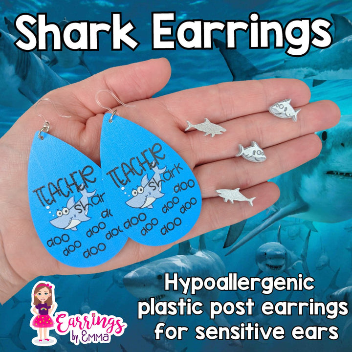 Glitter Shark Earrings (Studs)