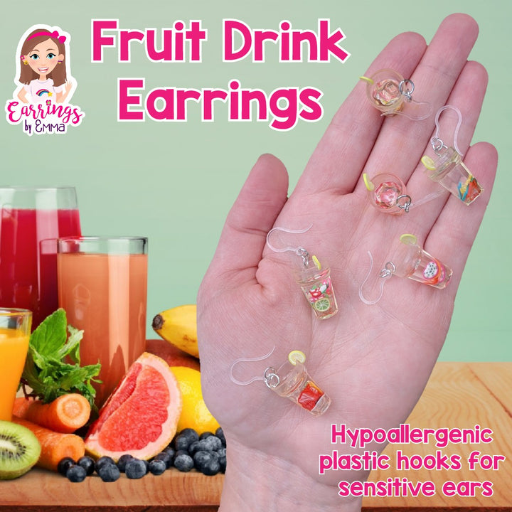 Fruit Drink Dangles Hypoallergenic Earrings for Sensitive Ears Made with Plastic Posts