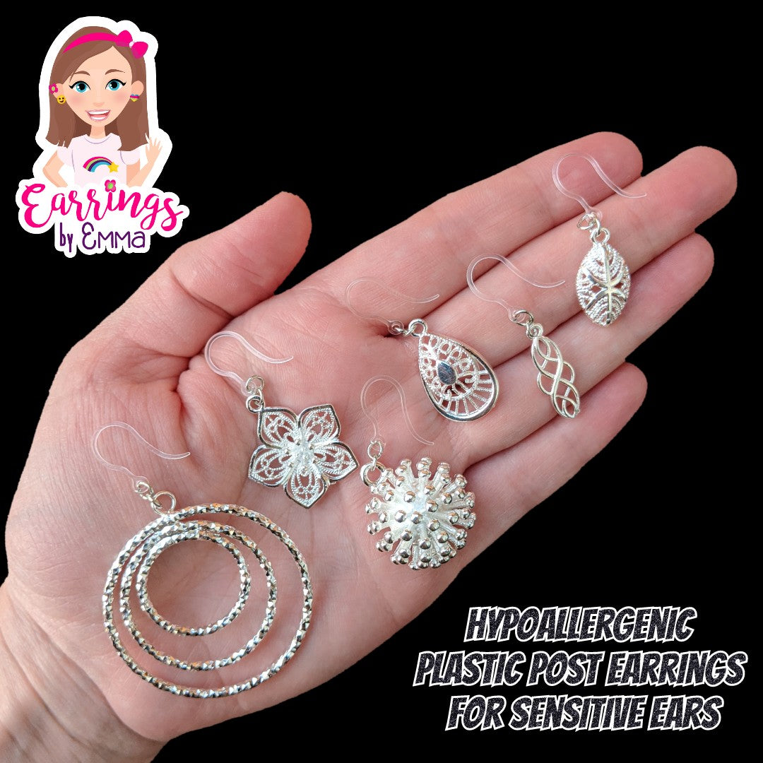 Silver Decorative Teardrop Earrings (Dangles) - size comparison hand