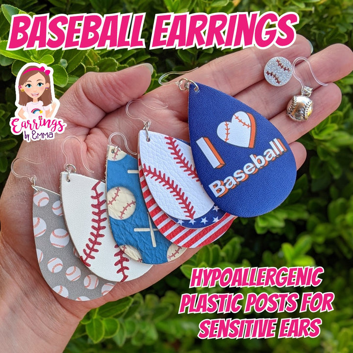 I Love Baseball Earrings (Teardrop Dangles)