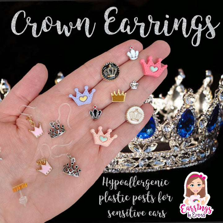 Silver Crown Earrings (Dangles) - size comparison hand