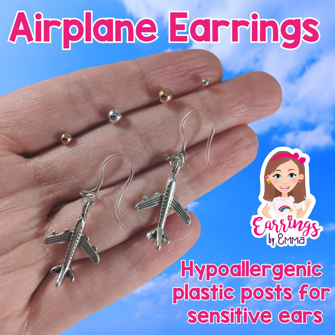 Airplane Dangles Hypoallergenic Earrings for Sensitive Ears Made with