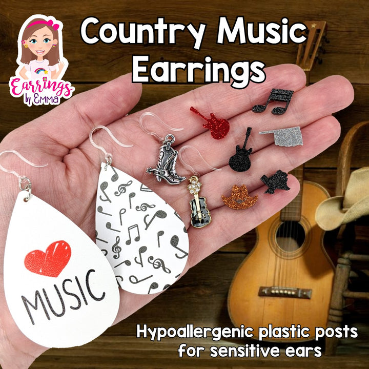 Silver Cowboy Boot Earrings (Dangles) - size comparison hand