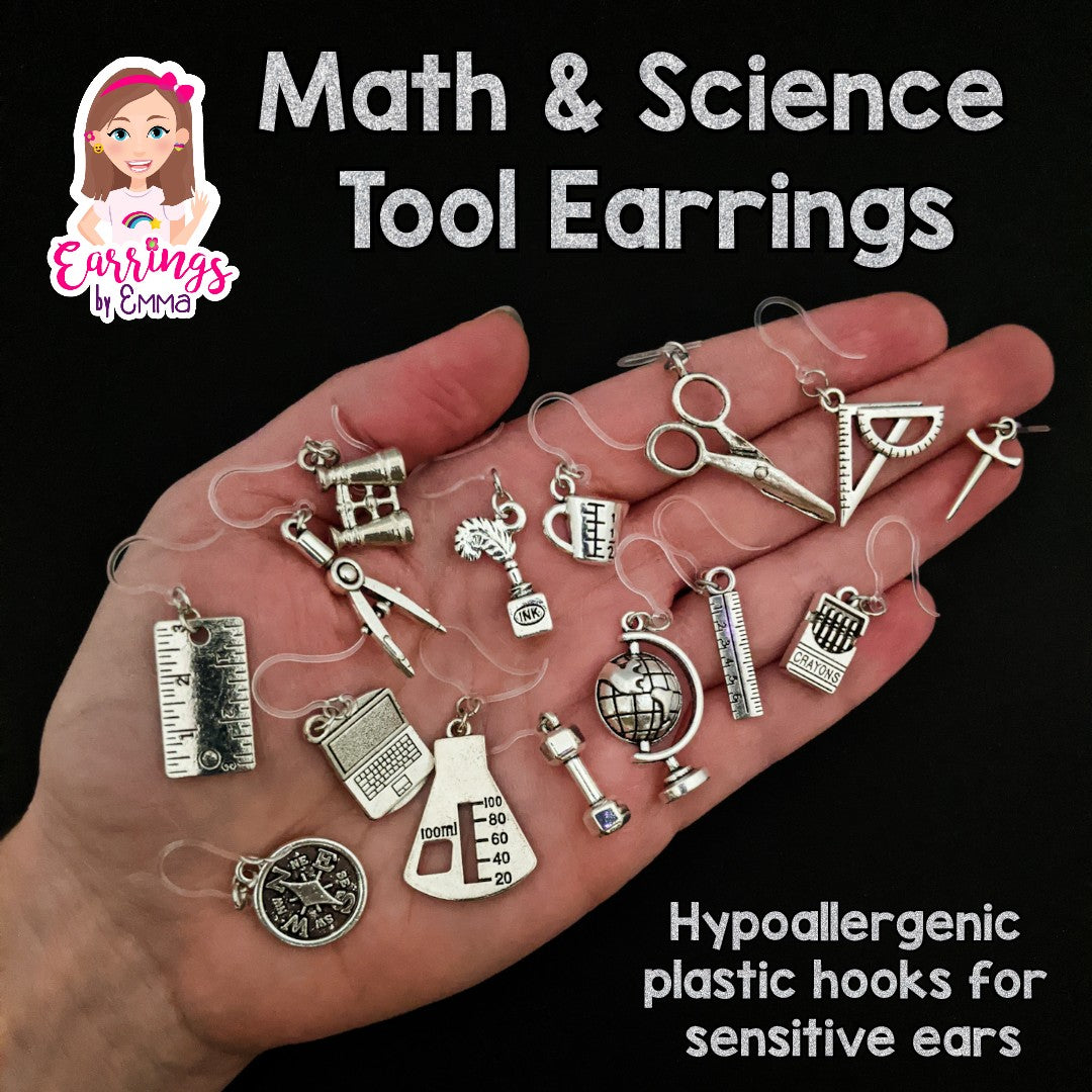 Compass Dangles Hypoallergenic Earrings for Sensitive Ears Made with Plastic Posts