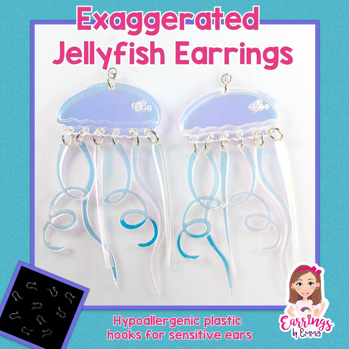 Exaggerated Jellyfish Dangles Hypoallergenic Earrings for Sensitive Ears Made with Plastic Posts