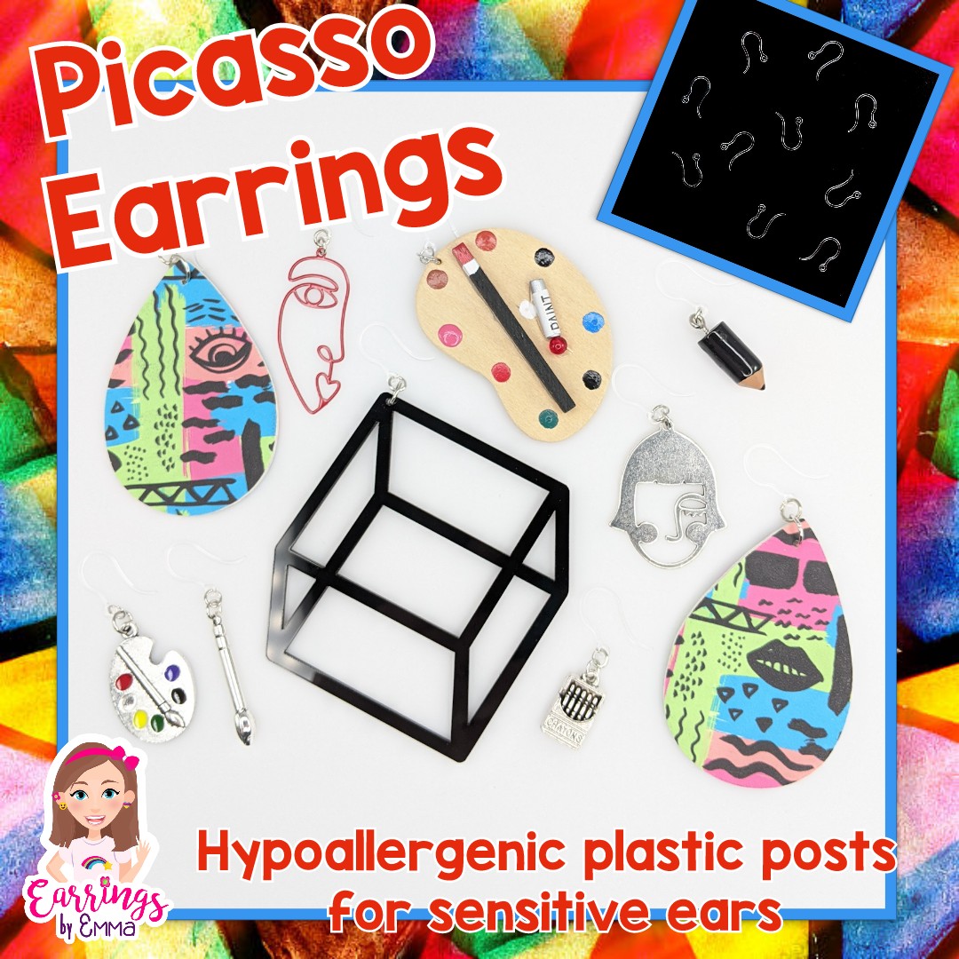 Exaggerated Wooden Paint Palette Dangles Hypoallergenic Earrings for Sensitive Ears Made with Plastic Posts