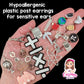 Large Pixelated Tool Studs Hypoallergenic Earrings for Sensitive Ears Made with Plastic Posts
