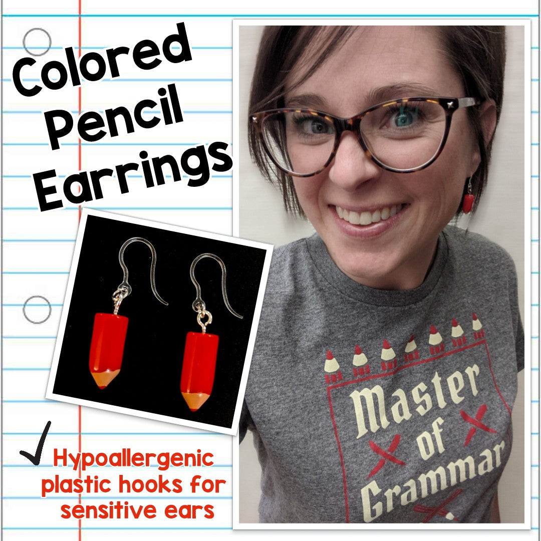 Colored Pencil Earrings (Dangles) - size