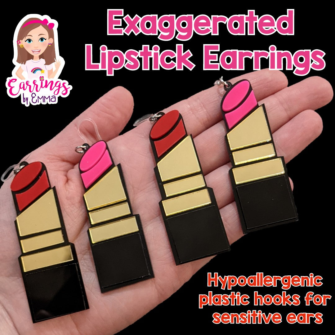 Exaggerated Lipstick Earrings (Dangles)