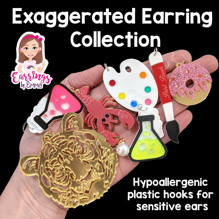 Exaggerated Beaker Dangles Hypoallergenic Earrings for Sensitive Ears Made with Plastic Posts