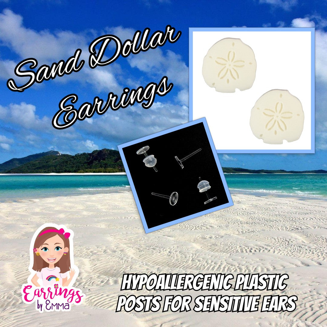 Sand Dollar Studs Hypoallergenic Earrings for Sensitive Ears Made with Plastic Posts
