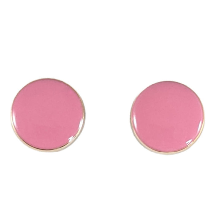 Gold Rimmed Paint Drop Earrings (Studs) - pink