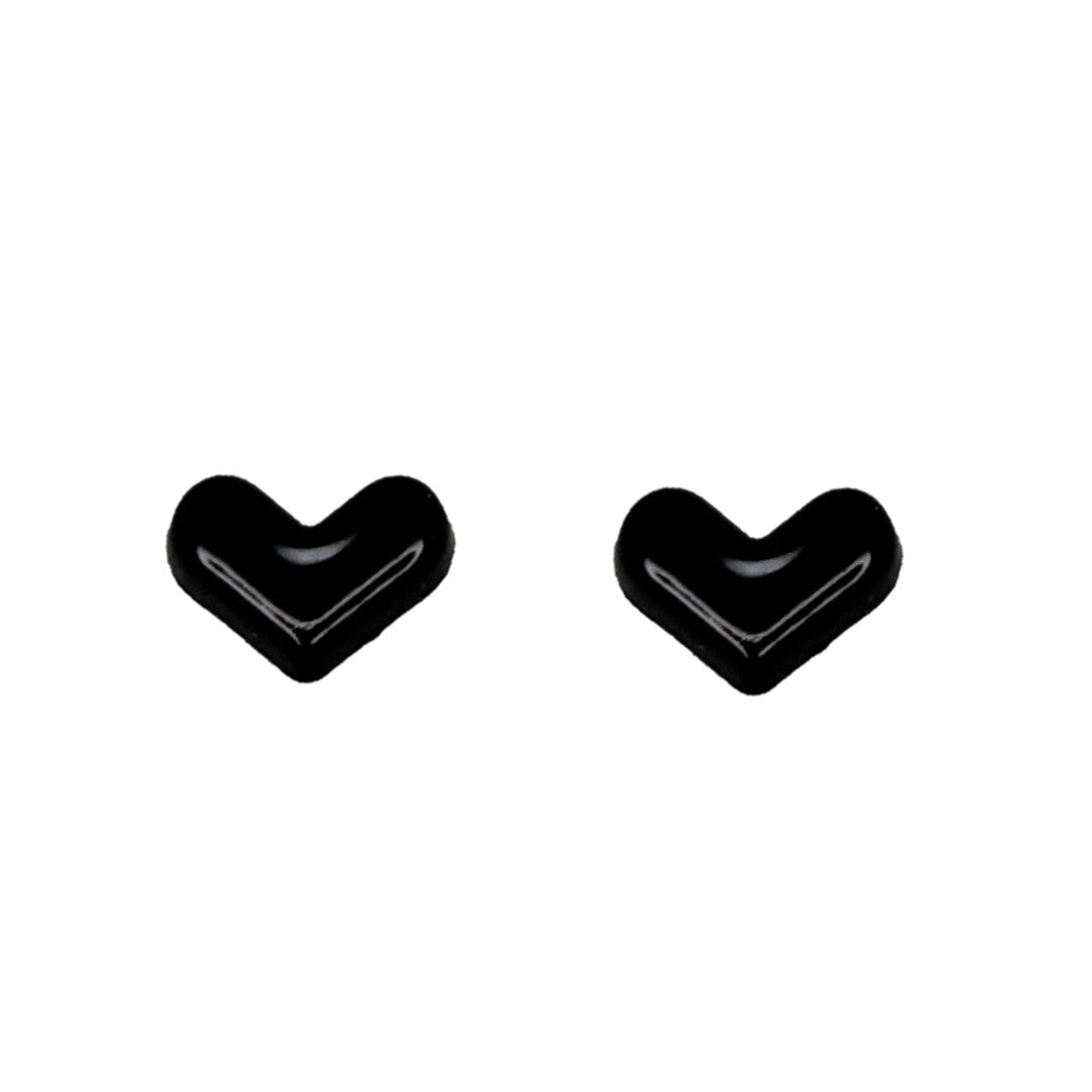 Tiny Heart Earrings (Studs) - black