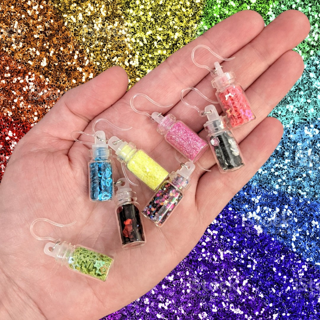 Glitter Bomb Earrings (Dangles) - size comparison hand