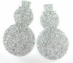 Snowman Earrings (Studs) - silver glitter
