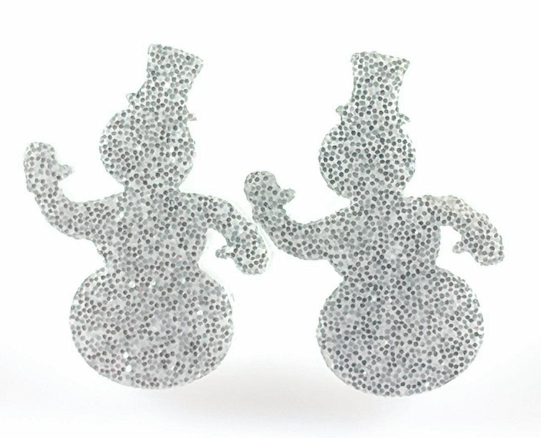 Waving Snowman Earrings (Studs) - silver