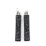 Faux Druzy Bar Earrings (Dangles) - black on gunmetal