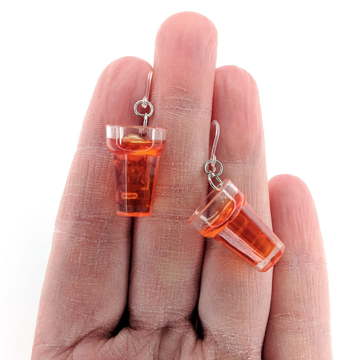Iced Tea Earrings (Dangles) - size comparison hand
