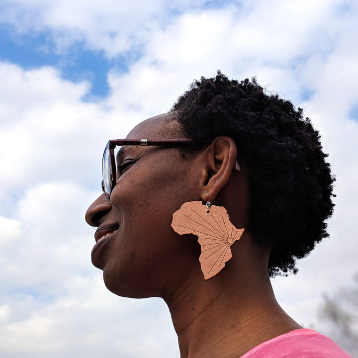 Exaggerated Wooden Africa Earrings (Dangles) - happy customer