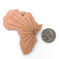 Exaggerated Wooden Africa Earrings (Dangles) - size comparison quarter