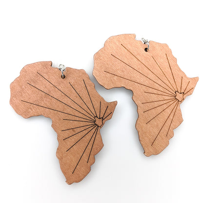 Exaggerated Wooden Africa Earrings (Dangles)