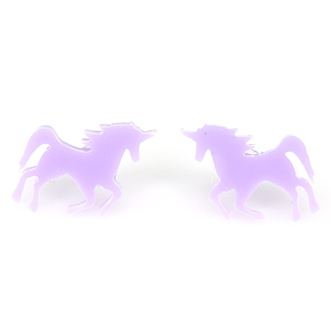 Glossy Majestic Unicorn Earrings (Studs) - purple