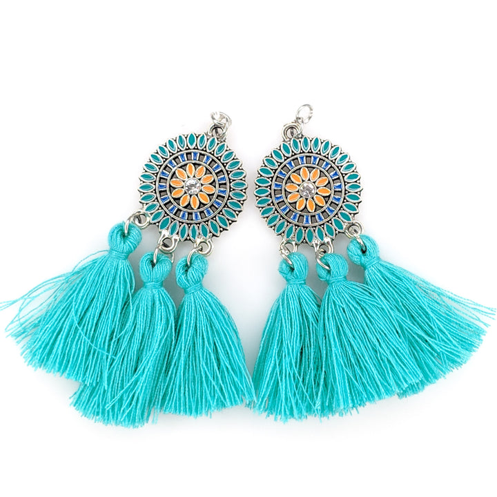 Bohemian Sun Tassels Earrings (Dangles) - turquoise