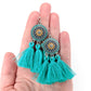 Bohemian Sun Tassels Earrings (Dangles) - size comparison hand