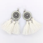 Bohemian Sun Tassels Earrings (Dangles) - white