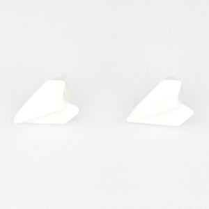 Paper Airplane Earrings (Studs) - white