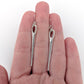 Sewing Needle Earrings (Dangles) - size comparison hand