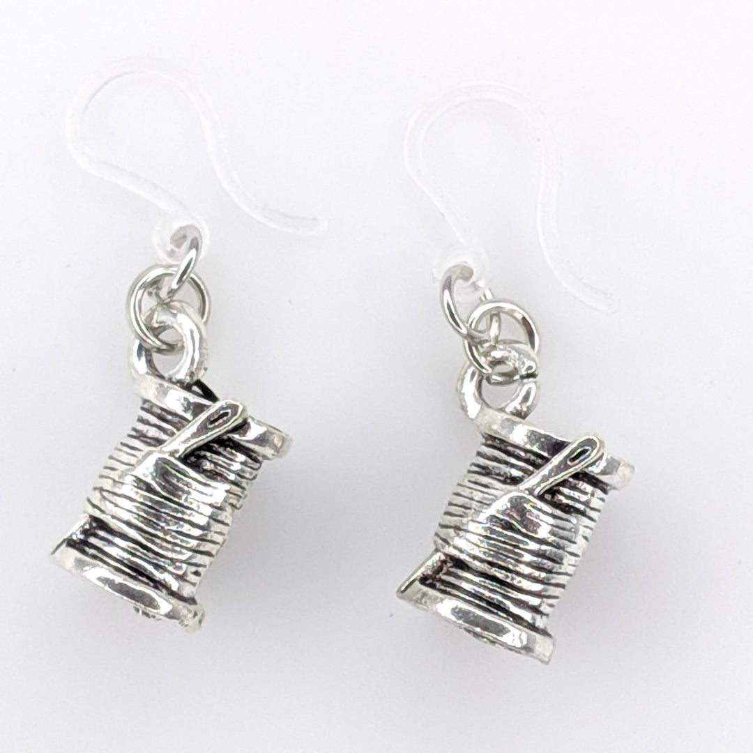 Spool of Thread Earrings (Dangles) - silver