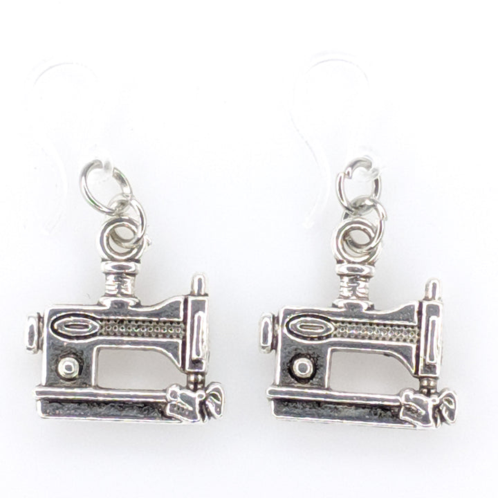 Silver Sewing Machine Earrings (Dangles)