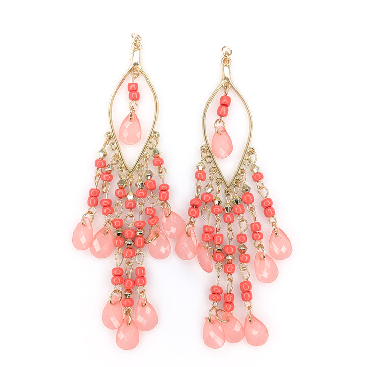Bohemian Crystal Earrings (Dangles) - coral