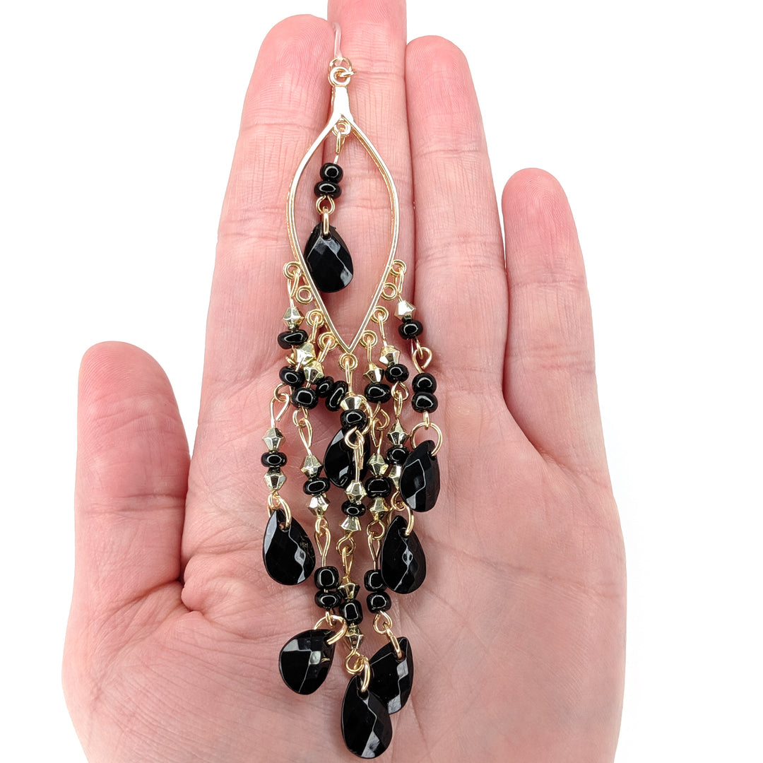 Bohemian Crystal Earrings (Dangles) - size comparison hand