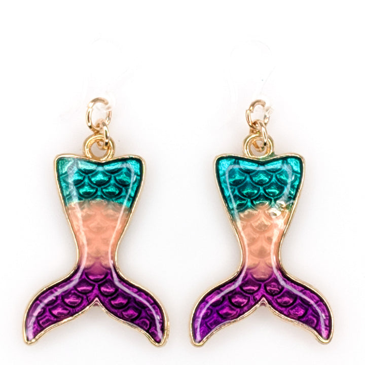Striped Mermaid Tail Earrings (Dangles) - various colors