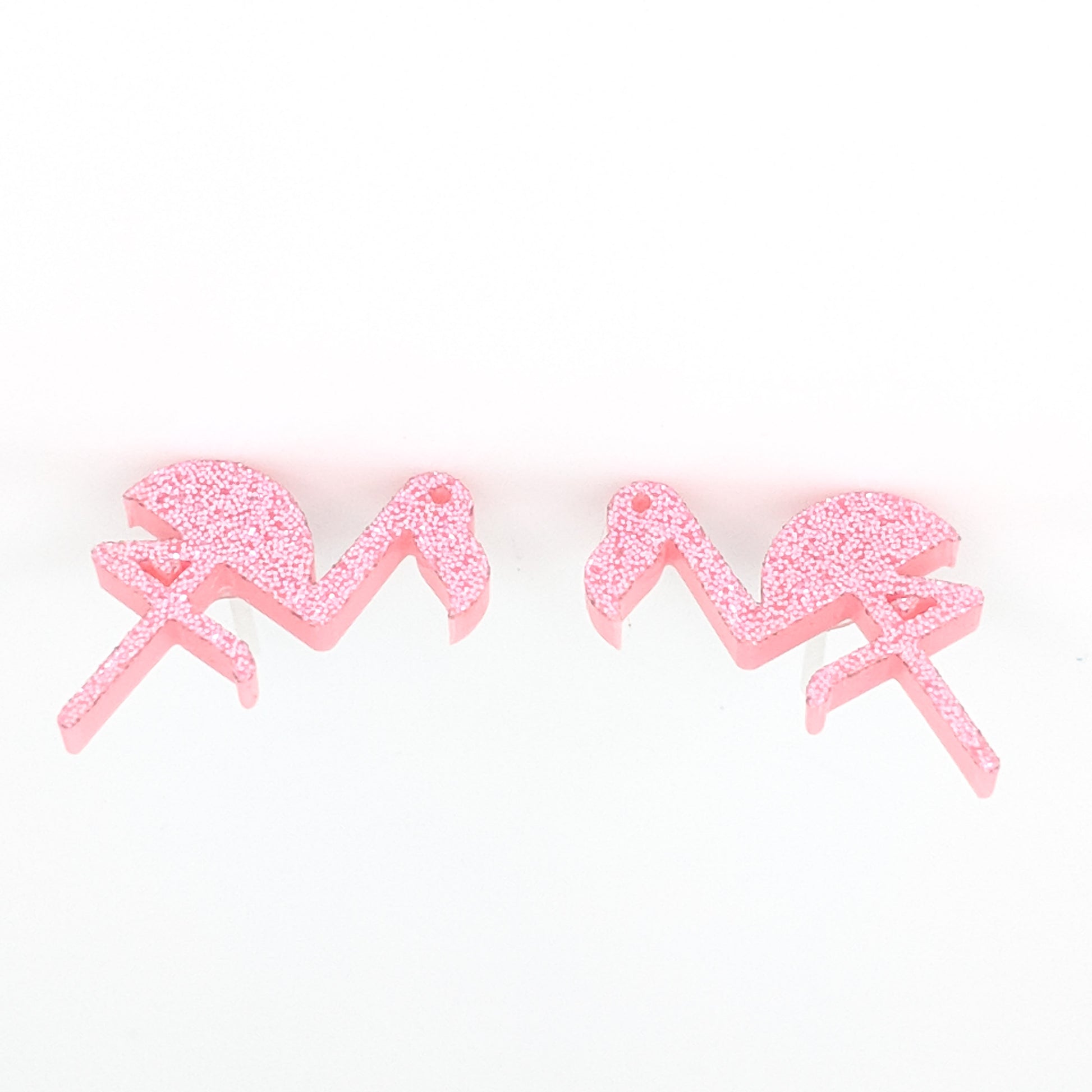 Glitter Flamingo Earrings (Studs) - pink