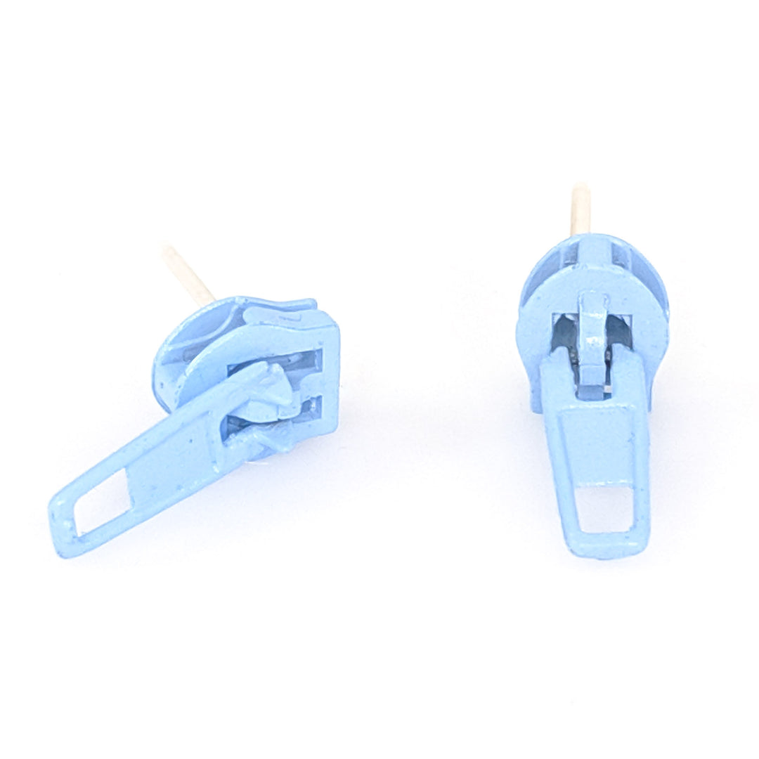 Zipper Earrings (Studs) - Blue