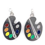 Silver Paint Palette Earrings (Dangles) - silver and rainbow color paints