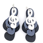 Exaggerated Wooden Triple Treble Clef Earrings (Dangles)