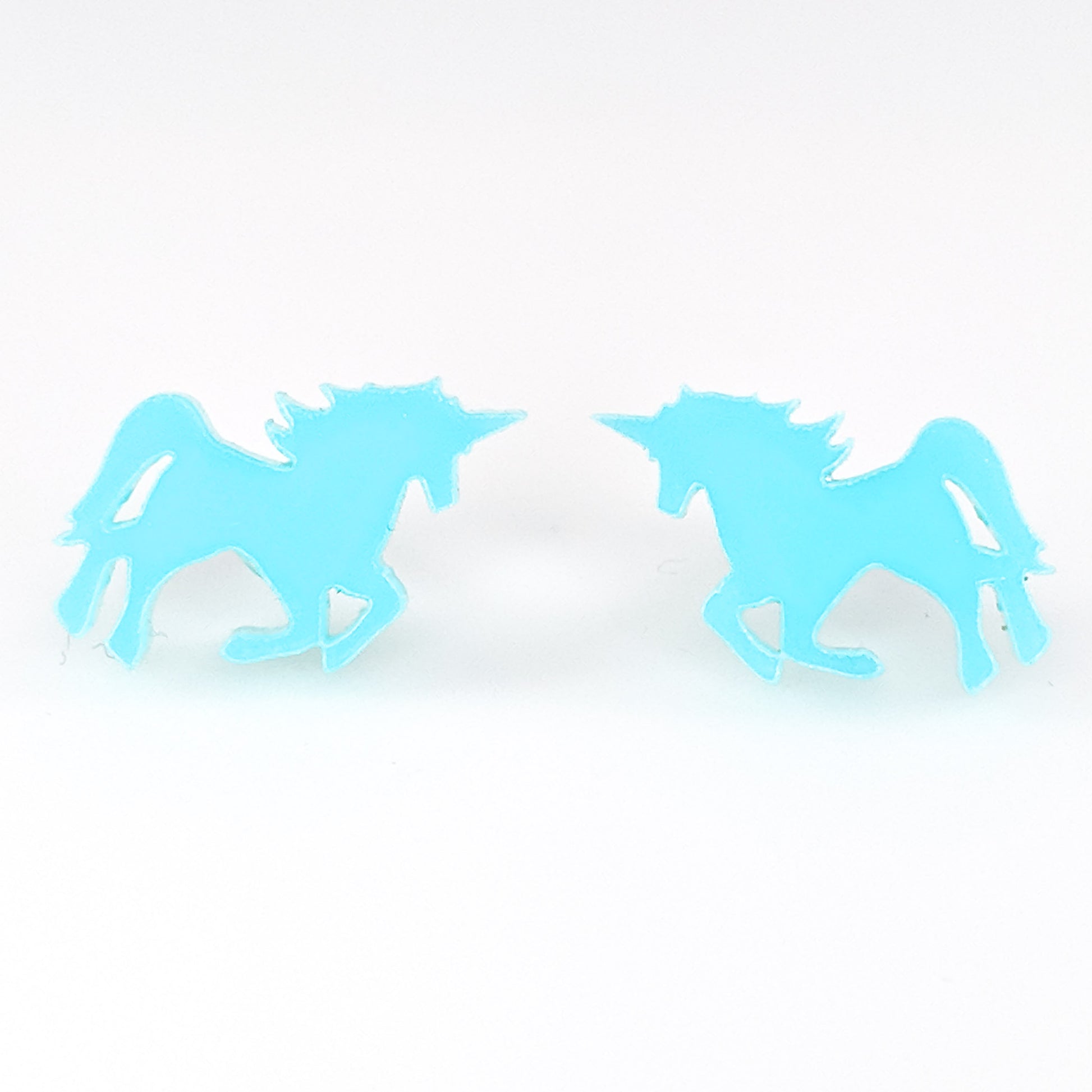 Glossy Majestic Unicorn Earrings (Studs) - turquoise