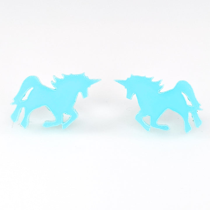 Glossy Majestic Unicorn Earrings (Studs) - turquoise