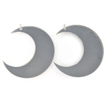 Mirrored Moon Earrings (Dangles) - silver