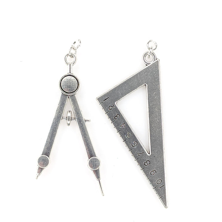 Exaggerated Math Tool Earrings (Dangles) - silver
