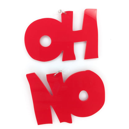 Exaggerated Oh No Earrings (Dangles) - red